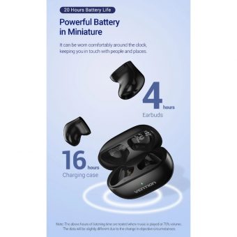 Vention Tiny T12 True Wireless Bluetooth Earbuds Black NBLB0 - Image 7