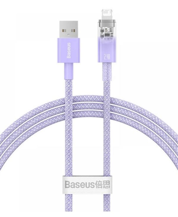 Baseus Explorer Series USB Fast Charging Cable USB-A Male to Lightning 2.4A 1m Purple CATS010005