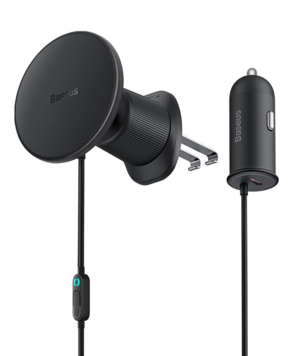 Baseus CW01 Magnetic Car Phone Holder to Ventilation Grid Car Charger 15W + 25W Black C40141000111-00