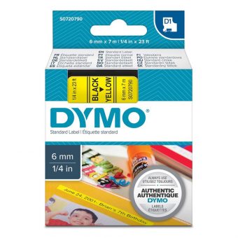 Dymo 43618 Standard Labels 6mmX7m Black on Yellow S0720790