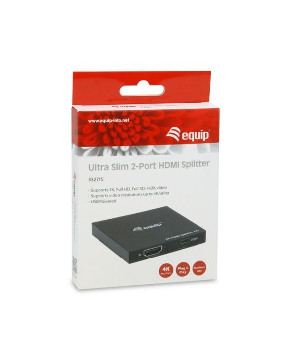 Equip 2 Port HDMI 1.4 Splitter Ultra Slim 4K/30Hz 332715