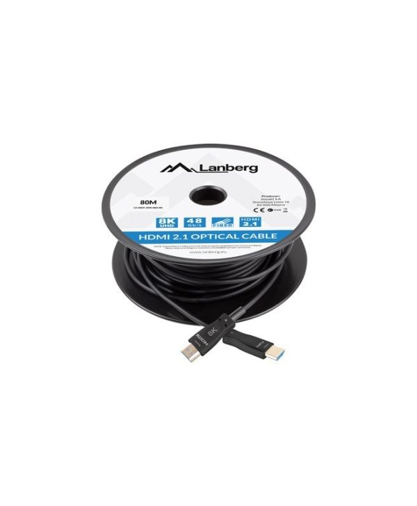 Lanberg Video Cable HDMI 2.1 (Active F.Optic) 8K 60Hz / 8K 144HZ Male - Male 80m Black CA-HDMI-30FB-0800-BK