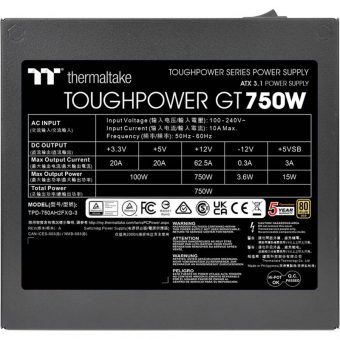 Thermaltake ToughPower GT 750W 12cm Fan Fully-Modular 80+ Gold Black PCIe 5.0 PS-TPT-0750FNFAGE-3 - Image 4
