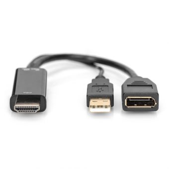 Digitus Converter HDMI 1.4 Male to HDMI Female+ USB A Male Video Adapter 0,2m Black AK-330101-002-S - Image 4