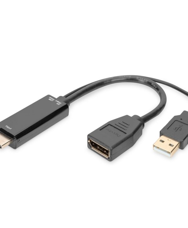 Digitus Converter HDMI 1.4 Male to HDMI Female+ USB A Male Video Adapter 0,2m Black AK-330101-002-S