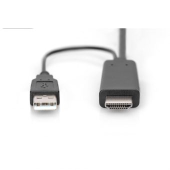 Digitus Converter HDMI 1.4 Male to DisplayPort+USB A Male Video Adapter 2m Black AK-330111-020-S - Image 2