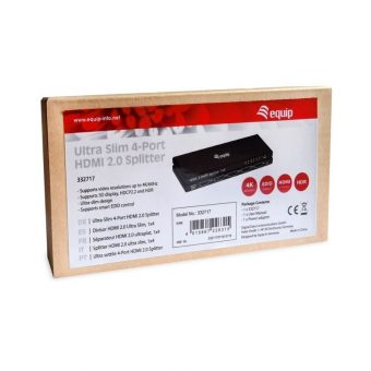 Equip 4 Port HDMI 2.0 Splitter Ultra Slim 4K/60Hz 332717
