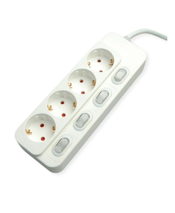 Value Power Strip 4-Way with Individual Switches White 1.5m 19.99.0940