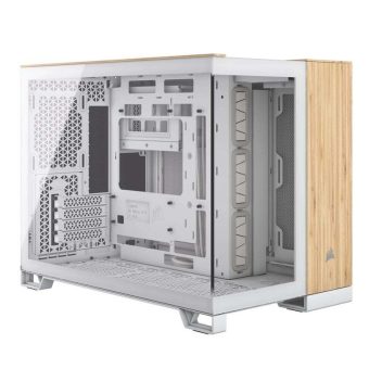 Corsair 2500X Micro ATX Dual Chamber Fully Mesh Paneling PC Case White/Bamboo Wood CC-9011288-WW