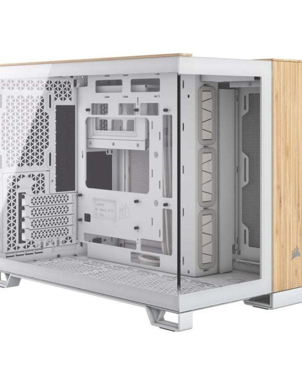 Corsair 2500X Micro ATX Dual Chamber Fully Mesh Paneling PC Case White/Bamboo Wood CC-9011288-WW