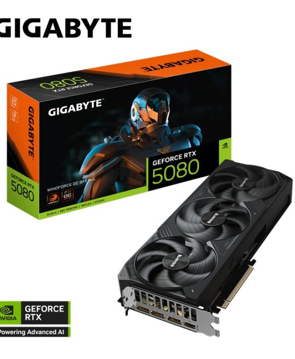 Gigabyte GeForce RTX 5080 Windforce OC SFF 16GB GDDR7 Black GV-N5080WF3OC-16GD