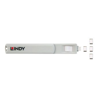 Lindy Port Blocker USB-C 1 Key + 4 Blocks White 40427