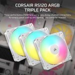 Corsair RS Series RS120 ARGB 12cm 4-Pin PWM Fan White Triple Pack CO-9050185-WW - Image 11