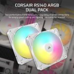 Corsair RS Series RS140 ARGB 14cm 4-Pin PWM Fan White Dual Pack CO-9050187-WW - Image 11