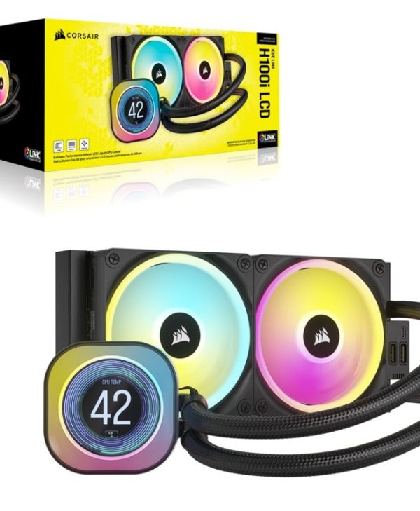 Corsair Hydro Series iCUE Link H100i LCD RGB CPU Liquid Cooler Black CW-9061007-WW