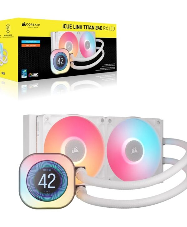 Corsair Titan Series iCUE Link 240 RX LCD RGB CPU Liquid Cooler White CW-9061025-WW