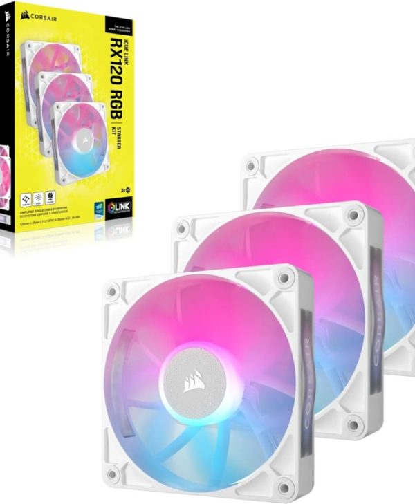 Corsair RX Series RX120 RGB 12cm Fan iCue Link White Triple Pack CO-9051022-WW