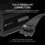 Corsair RM1000e (2025) 1000W 12cm Fan Fully Modular 80+ Gold PCIe 5.1 Black CP-9020297-EU - Image 8