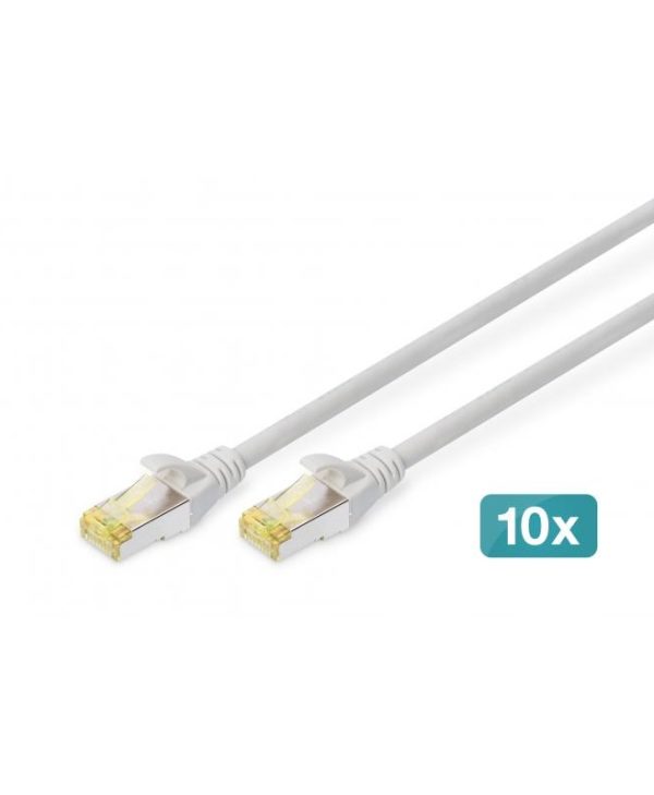 Digitus S/FTP RJ45 Cat.6a LSZH Snagless 0.5m Grey 10pcs DK-1644-A-005-10