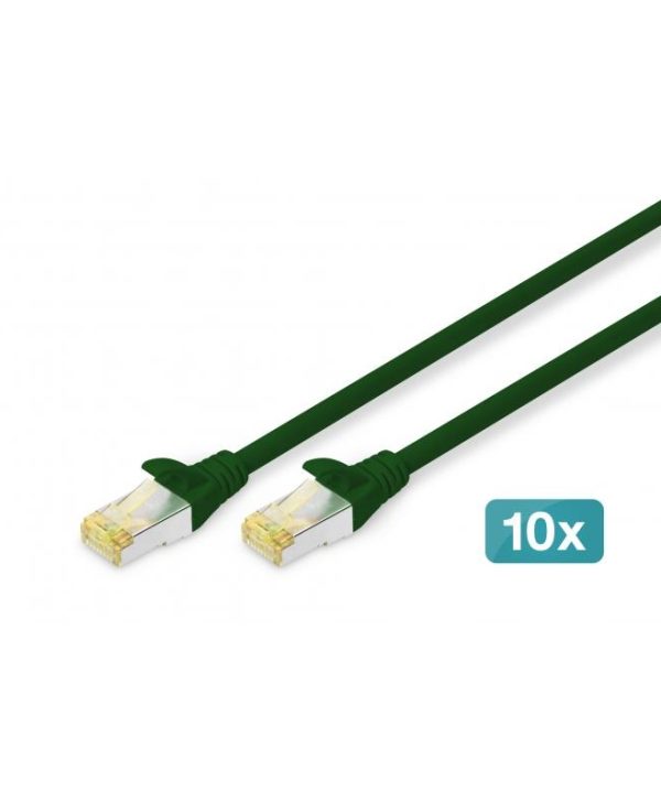 Digitus S/FTP RJ45 Cat.6a LSZH Snagless 0.5m Green 10pcs DK-1644-A-005-G-10
