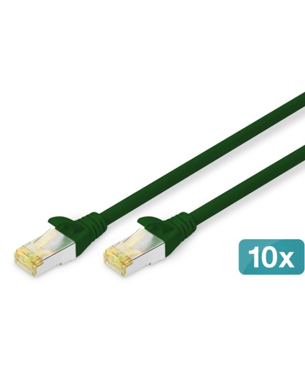 Digitus S/FTP RJ45 Cat.6a LSZH Snagless 1m Green 10pcs DK-1644-A-010-G-10
