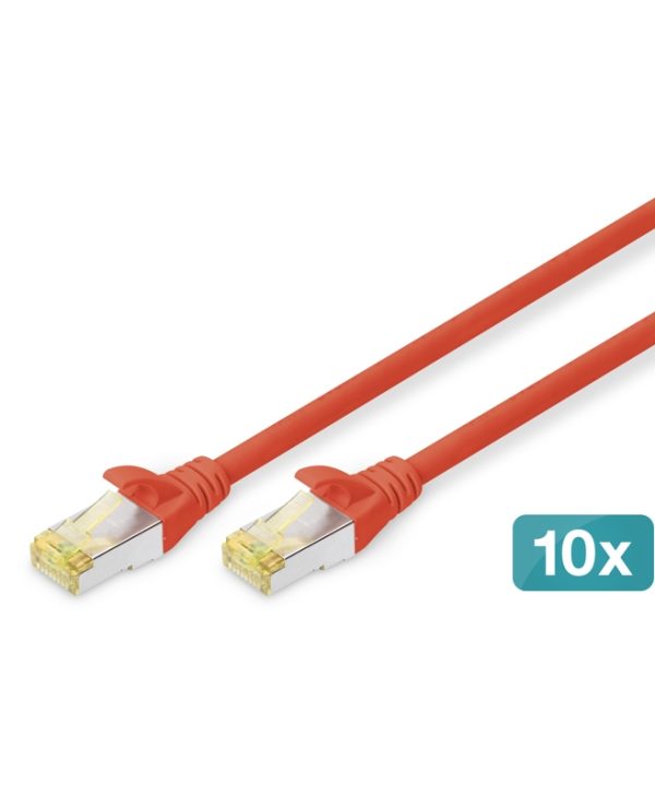Digitus S/FTP RJ45 Cat.6a LSZH Snagless 3m Red 10pcs DK-1644-A-030-R-10