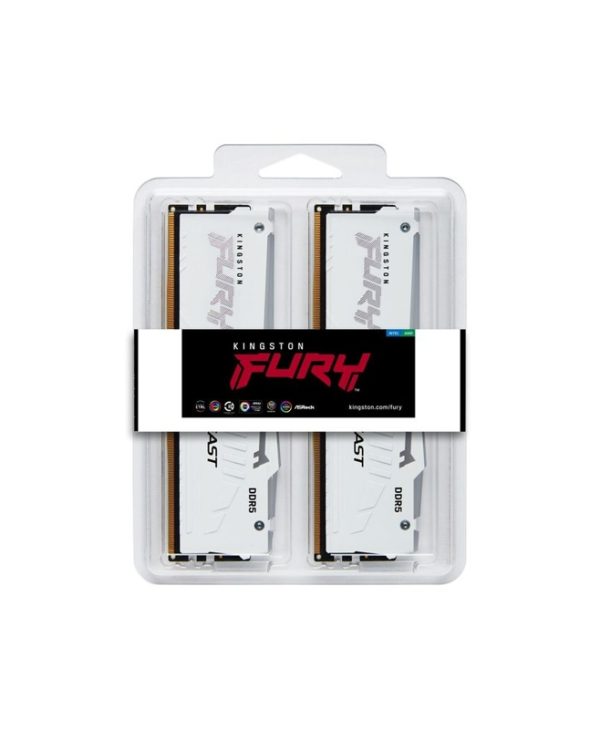 Kingston FURY Beast RGB 64GB (2 x 32GB) 6400MT/s CL32 DDR5 White EXPO KF564C32BWEAK2-64