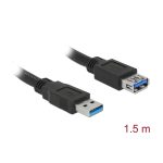 DELOCK USB 3.0/A Male - USB 3.0/A Female 1.5 m Black 85055