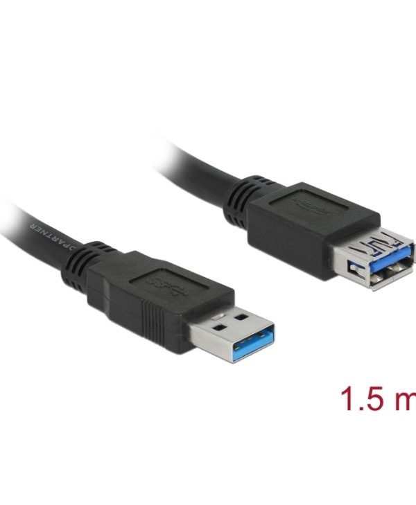 DELOCK USB 3.0/A Male - USB 3.0/A Female 1.5 m Black 85055