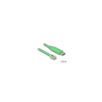 Delock Adapter Cable USB 2.0 Type-A to Serial RS-232 RJ45 Male Green 1.8m 62960
