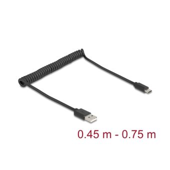 DELOCK USB Type-A Male - USB Type-C Male 0.45 m - 0.75 m Black 90368
