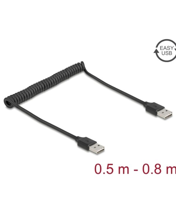 DELOCK EASY-USB Type-A Male - EASY-USB Type-A Male 0.50 m - 0.80 m Black 90124