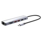 Manhattan USB-C PD 7-in-1 4K Docking Station With HDMI (4K@60Hz) Gigabit Ethernet & SD/microSD Card Reader Silver 153966