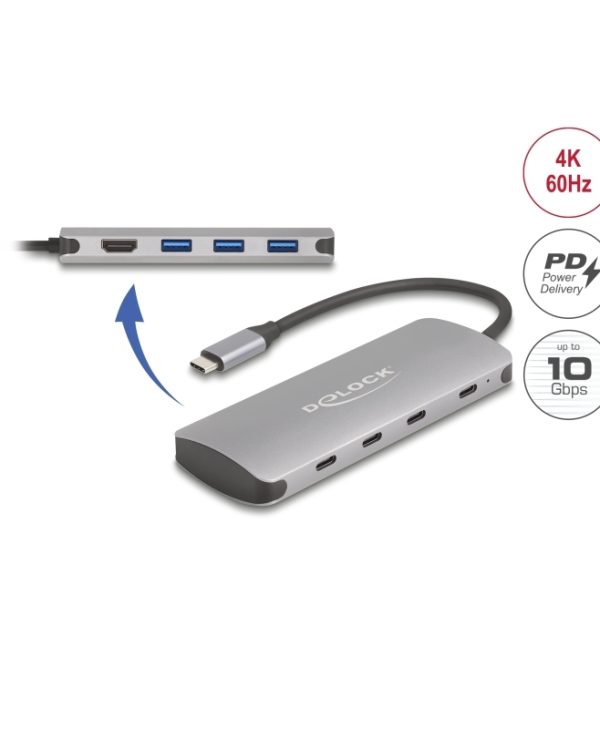 Delock 7 in 1 USB Type-C Docking Station 4K 10Gbps Grey 64323