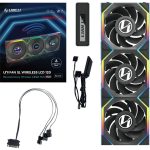 Lian Li Uni Fan SL Wireless LCD 120 ARGB 12cm Case Fan Reverse Edition Triple pack + Controller Black G99.12RSLLCD1W3B.00