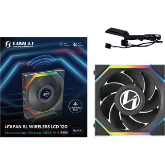 Lian Li Uni Fan SL Wireless LCD 120 ARGB 12cm Case Fan Reverse Edition Black G99.12RSLLCD1W1B.00