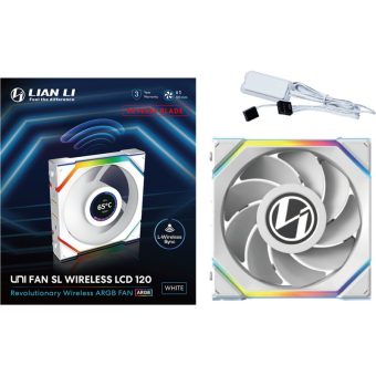 Lian Li Uni Fan SL Wireless LCD 120 ARGB 12cm Case Fan Reverse Edition White G99.12RSLLCD1W1W.00