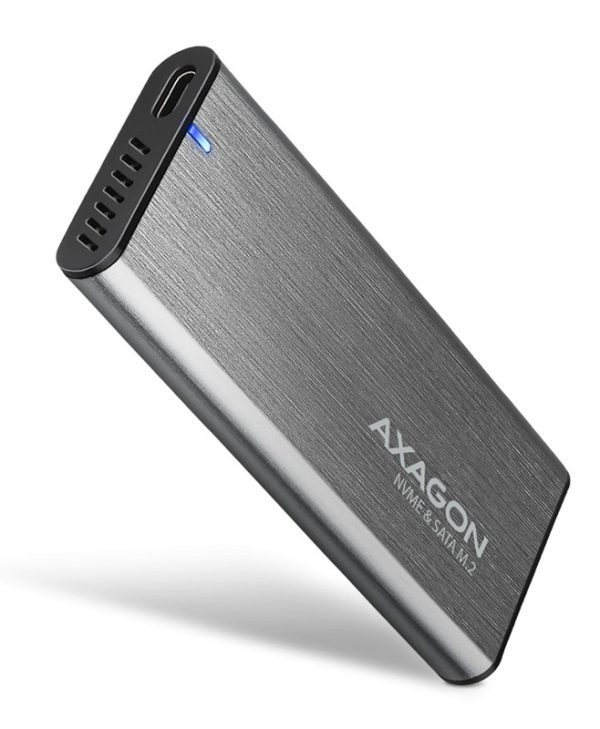 Axagon EEM2-SG2 SuperSpeed+ USB-C NVMe & SATA RAW BOX External Case Silver