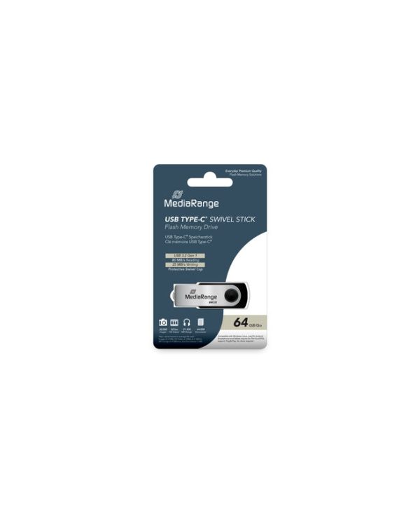 MediaRange 64GB USB Type-C 3.2 Black/Silver MR1953
