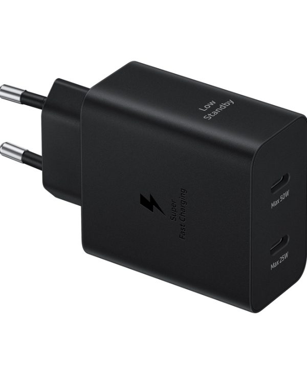 Samsung EP-T5020 USB Type-C Duo Charger With Cable (1x USB Type-C 50 Watt, 1x USB Type-C 25 Watt) Black EP-T5020XBEGEU
