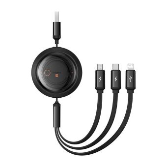 Baseus Fast Charging Cable 3in1 Free2Draw USB to USB Type-C/Lightning/MicroUSB 3.5 A 1.1 m Black P10368700111-02