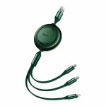 Baseus Cable Mirror 2 Flat Retractable USB Type-A Male / USB Type-C Male/ Lightning/ MicroUSB 3.5 A 1.10 m Green CAMJ010006