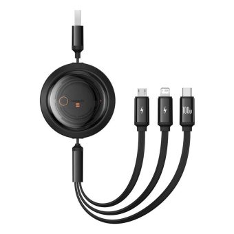 Baseus Free2Draw Flat 3 in 1 USB Type-A to USB Type-C/ MicroUSB/ Lightning 1.10 m Black P10368700111-03