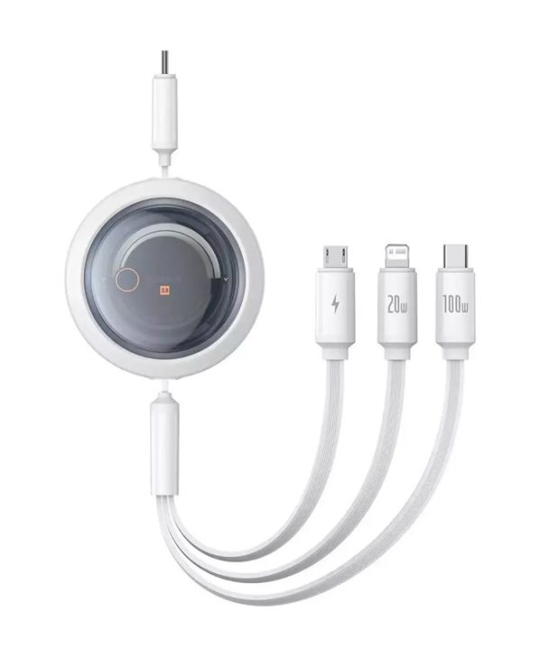 Baseus Free2Draw Flat 3 in 1 USB Type-C to USB Type-C/ MicroUSB/ Lightning 1.10 m White P10368700211-03