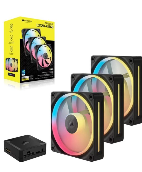 Corsair LX Series LX120-R 12cm Fan iCue Link Reverse Edition Black Triple Pack CO-9051050-WW