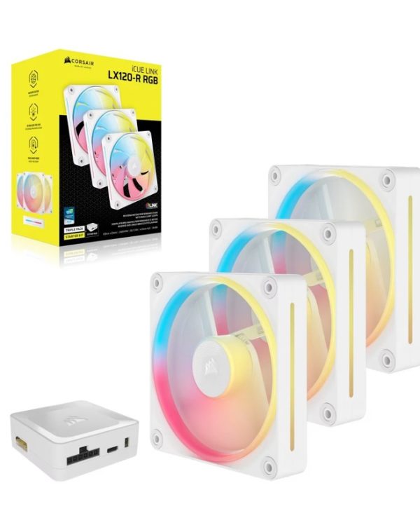 Corsair LX Series LX120-R 12cm Fan iCue Link Reverse Edition White Triple Pack CO-9051054-WW