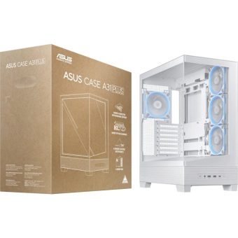 Asus A31 PLUS Gaming Midi Tower Case Wraparound Tempered Glass A-RGB BTF White 90DC00R3-B19000