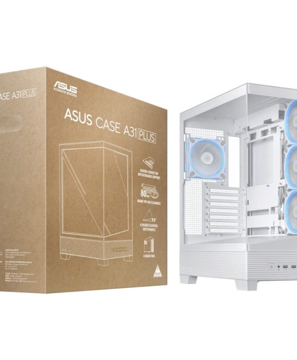 Asus A31 PLUS Gaming Midi Tower Case Wraparound Tempered Glass A-RGB BTF White 90DC00R3-B19000