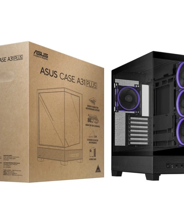 Asus A31 PLUS Gaming Midi Tower Case Wraparound Tempered Glass A-RGB BTF Black 90DC00R0-B19000