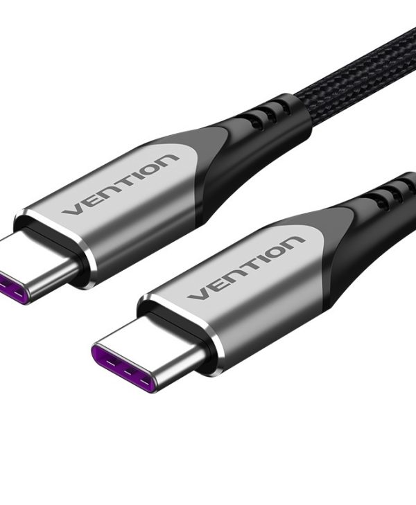 Vention Braided USB-C 2.0 Male/Male 100W PD 0.5m Black & Grey TAEHD